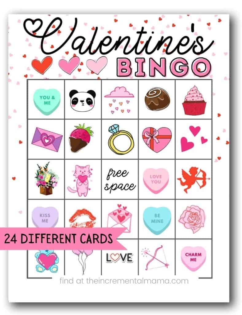 Free Valentine s Bingo Printables 24 Cards The Incremental Mama Free Valentine s Bingo Printables 24 Cards The Incremental Mama