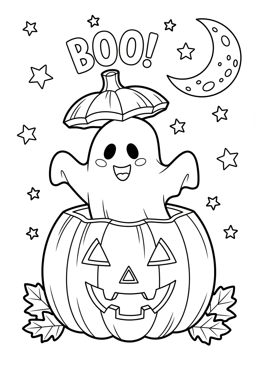 Ghost And Pumpkin Coloring Page Free Printable