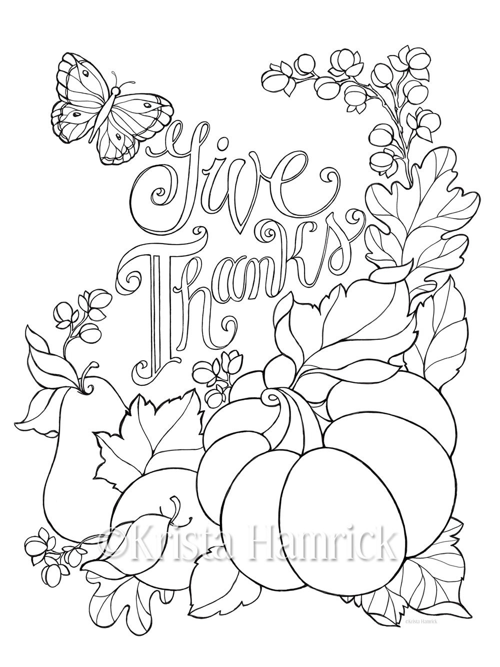 Give Thanks Coloring Page In Two Sizes 8 5X11 And Bible Journaling Tip in 6X8 Etsy