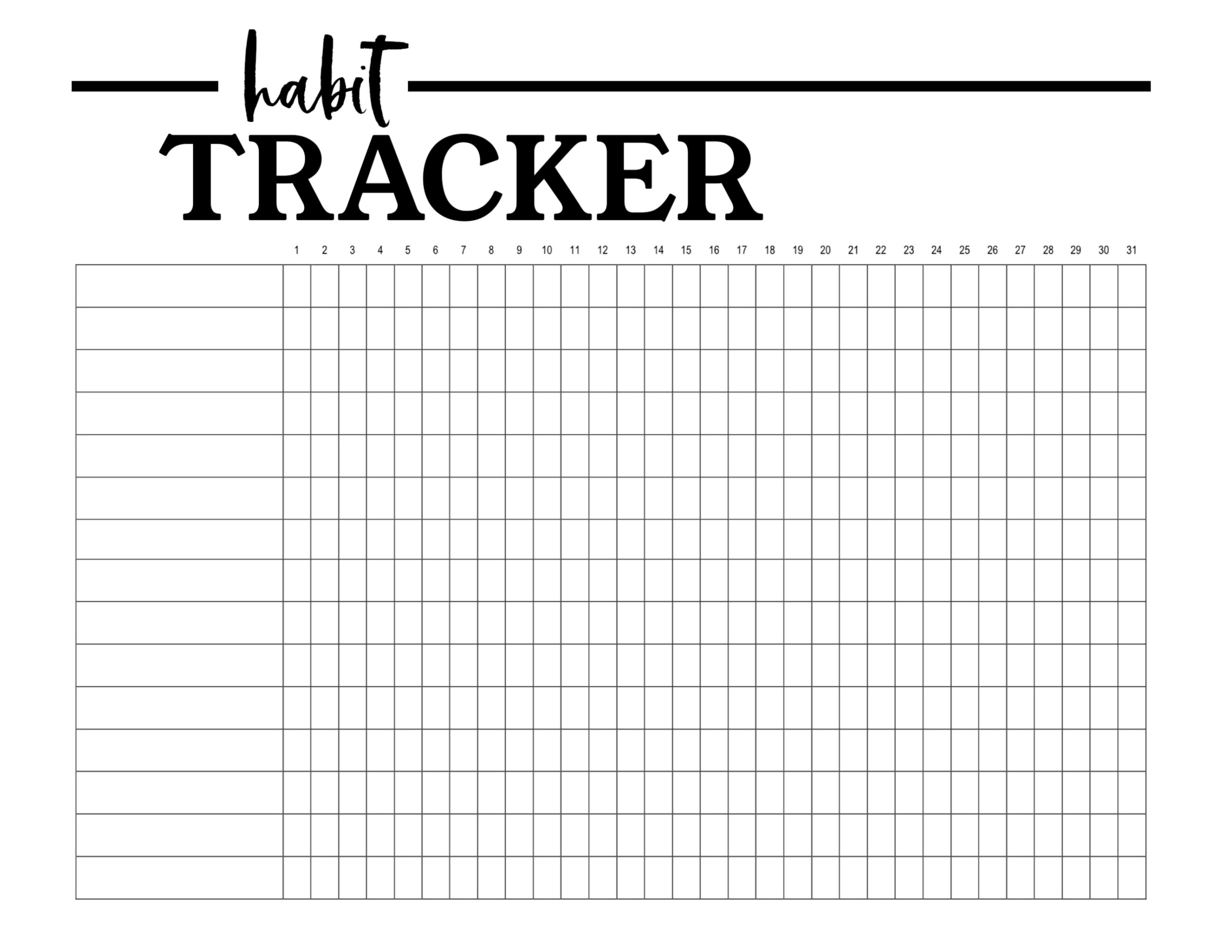 free printable habit tracker