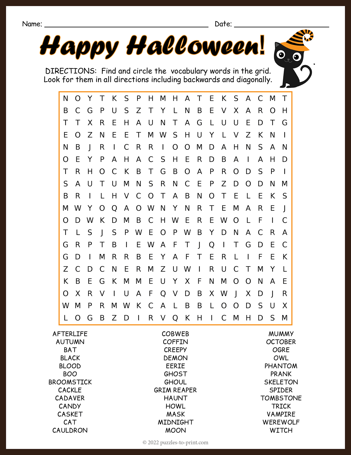 Halloween Word Search Halloween Word Search