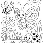 Happy Adventures In The Sunny Garden Butterfly Coloring Pages