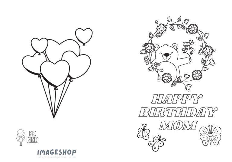 Happy Birthday Mom Coloring Card Printable Gift digital Download Etsy