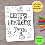 Happy Birthday Papa Coloring Page DIY Gift For Grandkids digital Download Etsy Israel