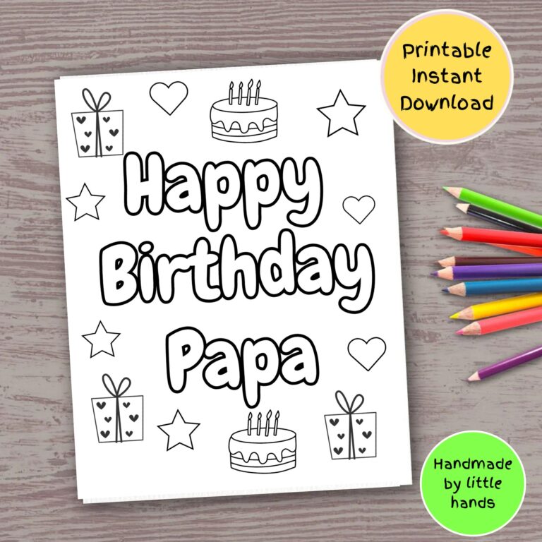 Happy Birthday Papa Coloring Page DIY Gift For Grandkids digital Download Etsy Israel