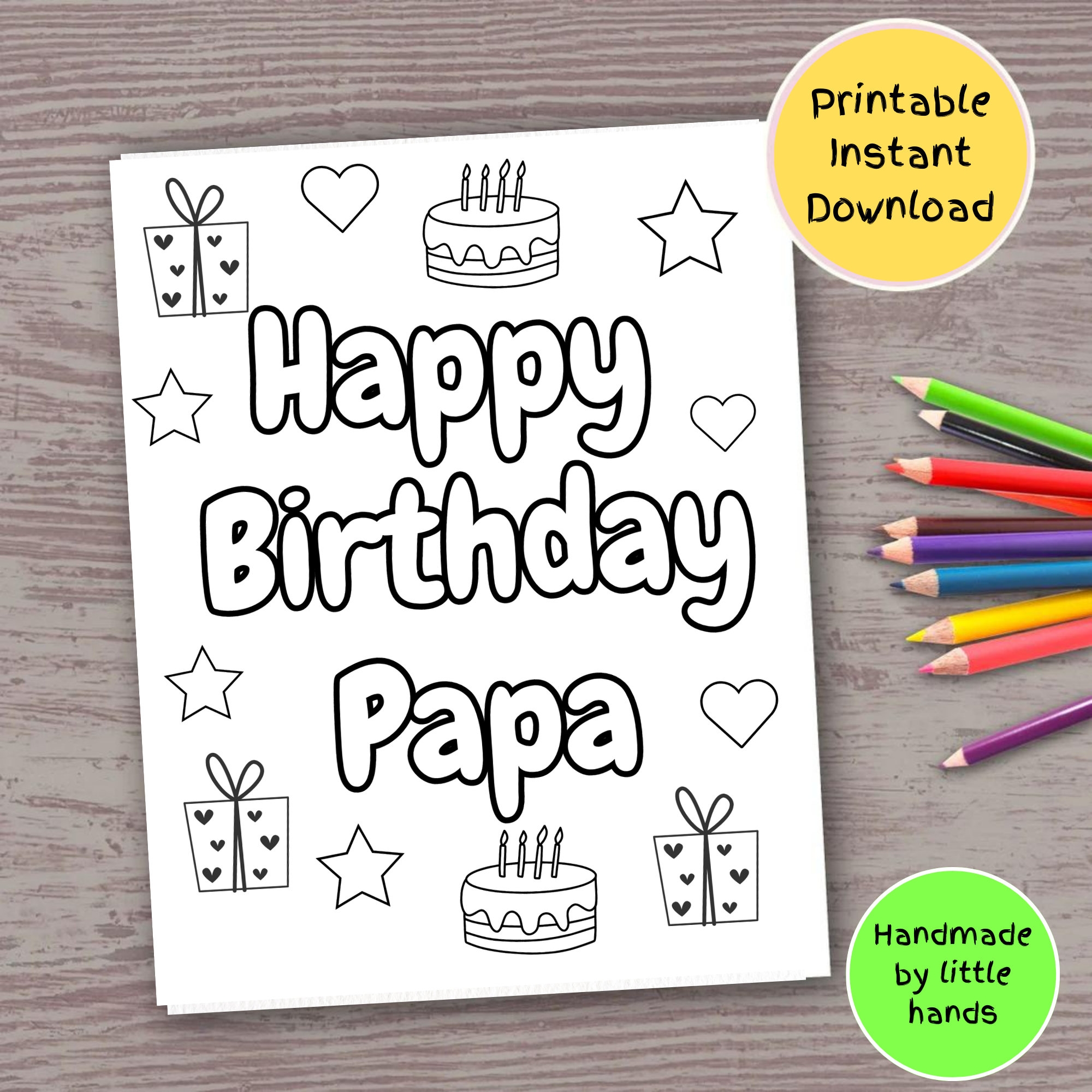 Happy Birthday Papa Coloring Page DIY Gift For Grandkids digital Download Etsy Israel Happy Birthday Papa Coloring Page DIY Gift For Grandkids digital Download Etsy Israel