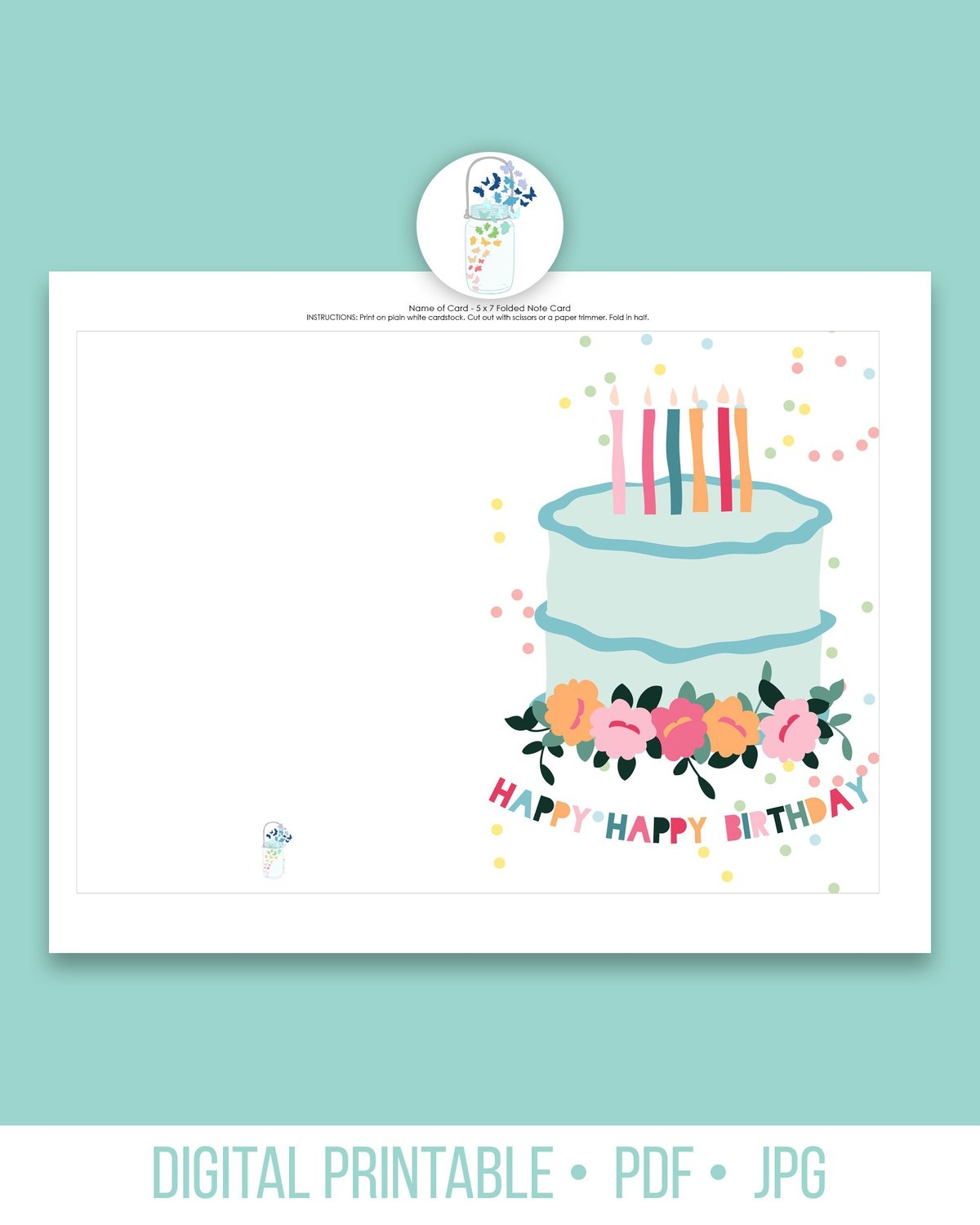 Happy Happy Birthday Printable Card 5x7 Lauras Crafty Life Happy Happy Birthday Printable Card 5x7 Lauras Crafty Life