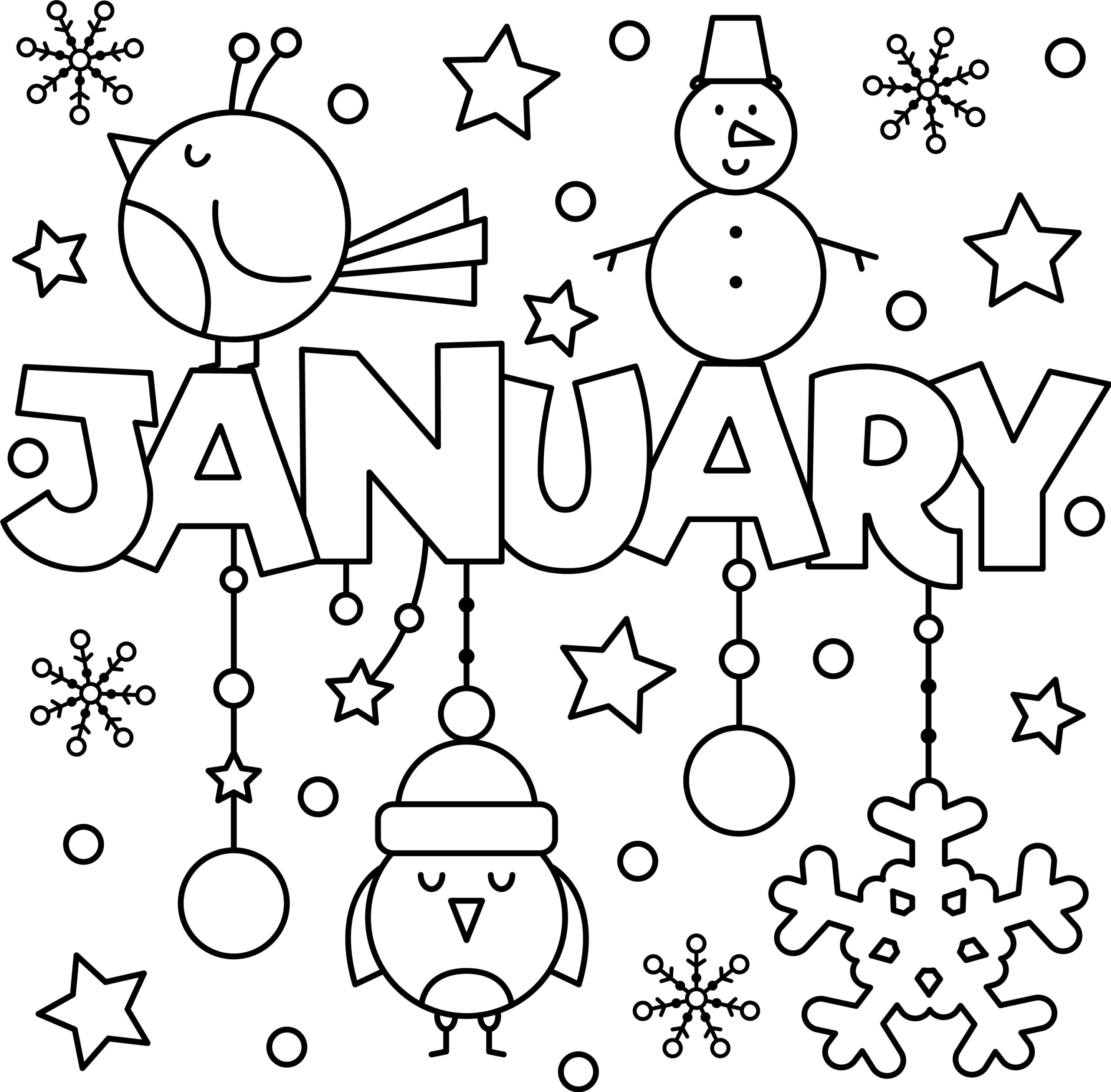 Happy New Year January Colouring Page Thrifty Mommas Tips