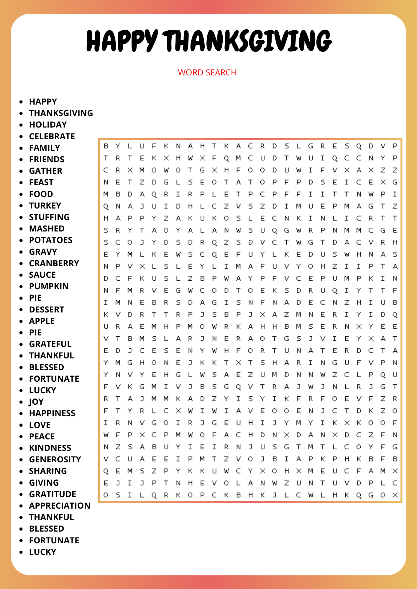 free printable thanksgiving word puzzles