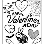Happy Valentines Day Spooky Theme Coloring Page Etsy