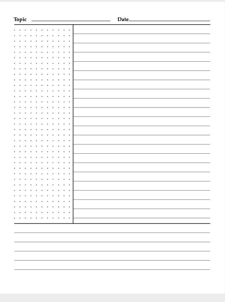 cornell note taking system template