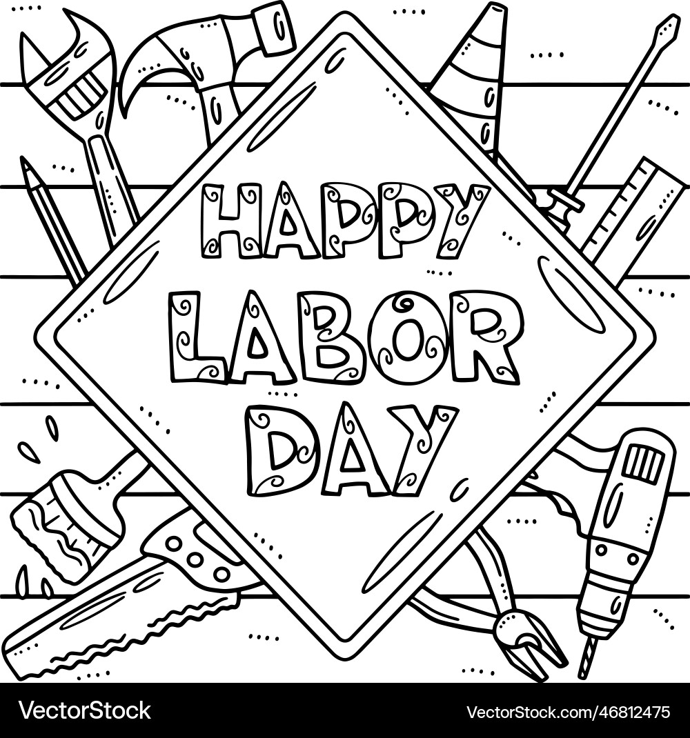 Labor Day Coloring Page For Kids Royalty Free Vector VectorStock Labor Day Coloring Page For Kids Royalty Free Vector VectorStock