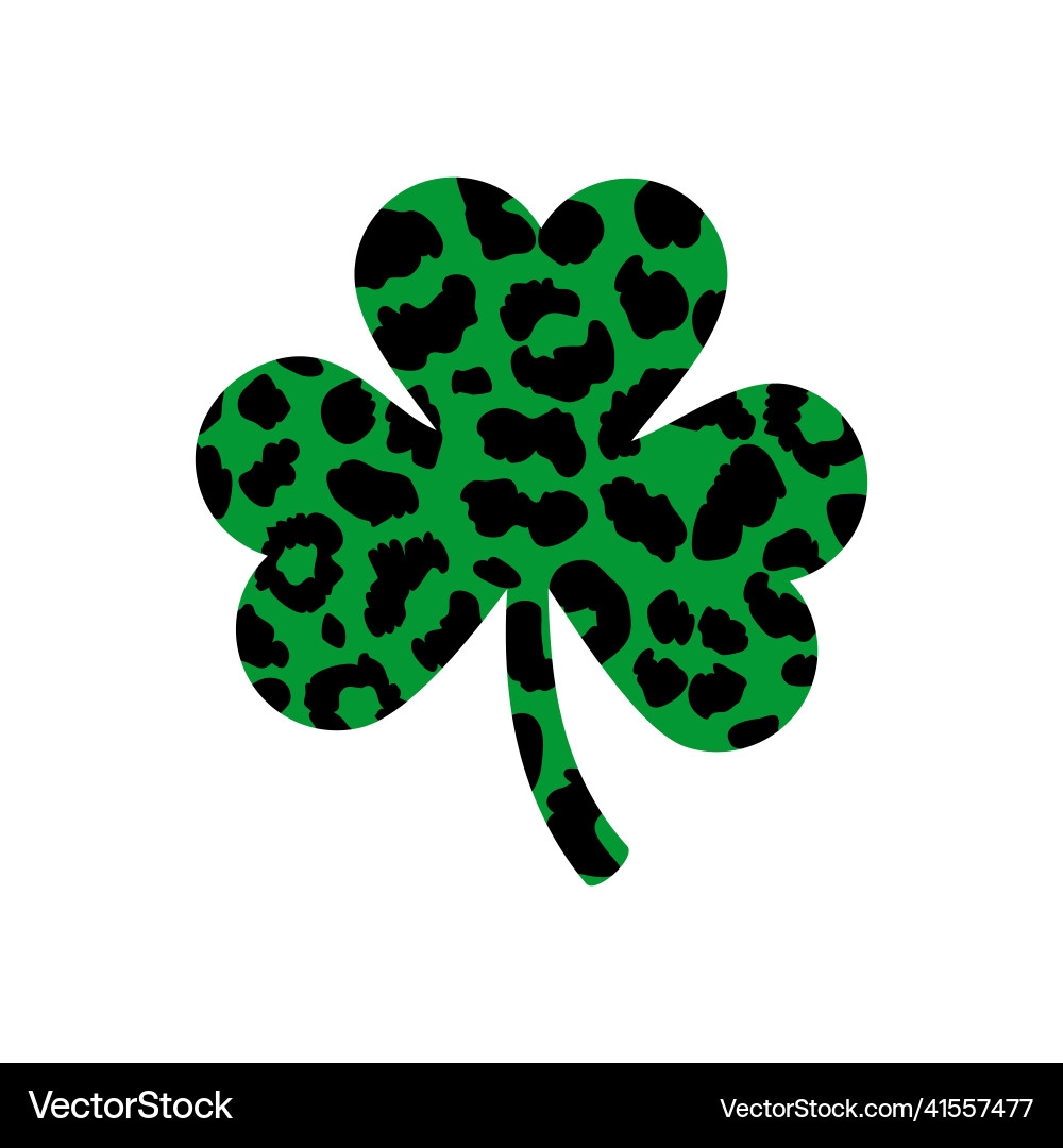 Leopard Print Shamrock Icon Clover Symbol Of St Vector Image