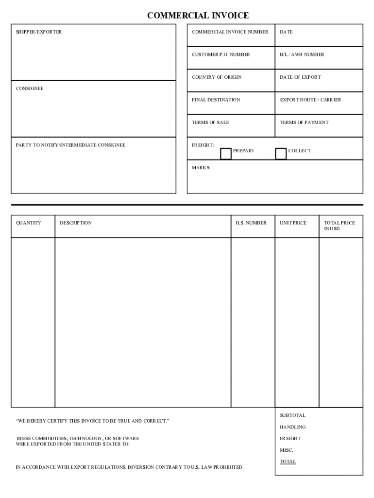 Lynden Commercial Invoice Form Fill Online Printable Fillable Blank PdfFiller