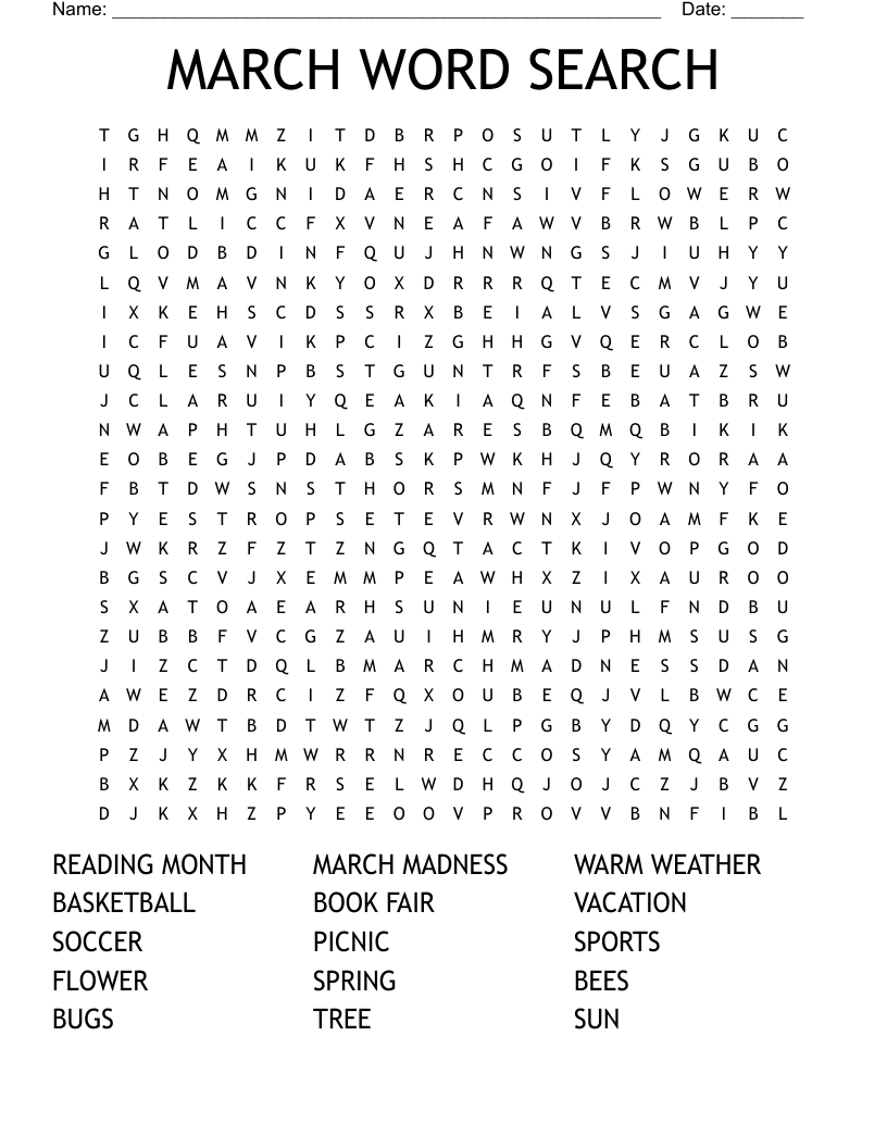 MARCH WORD SEARCH WordMint