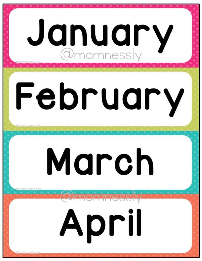 Month Of The Year Printables Printable Party Favors Month Of The Year Printables Printable Party Favors
