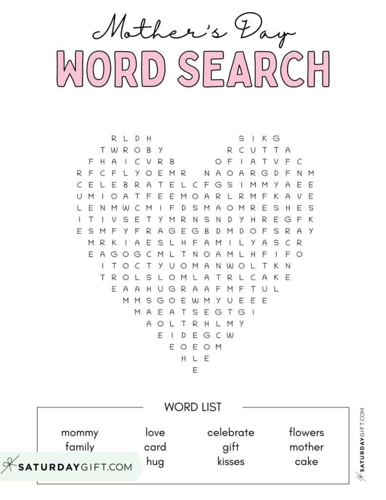 mother's day word search