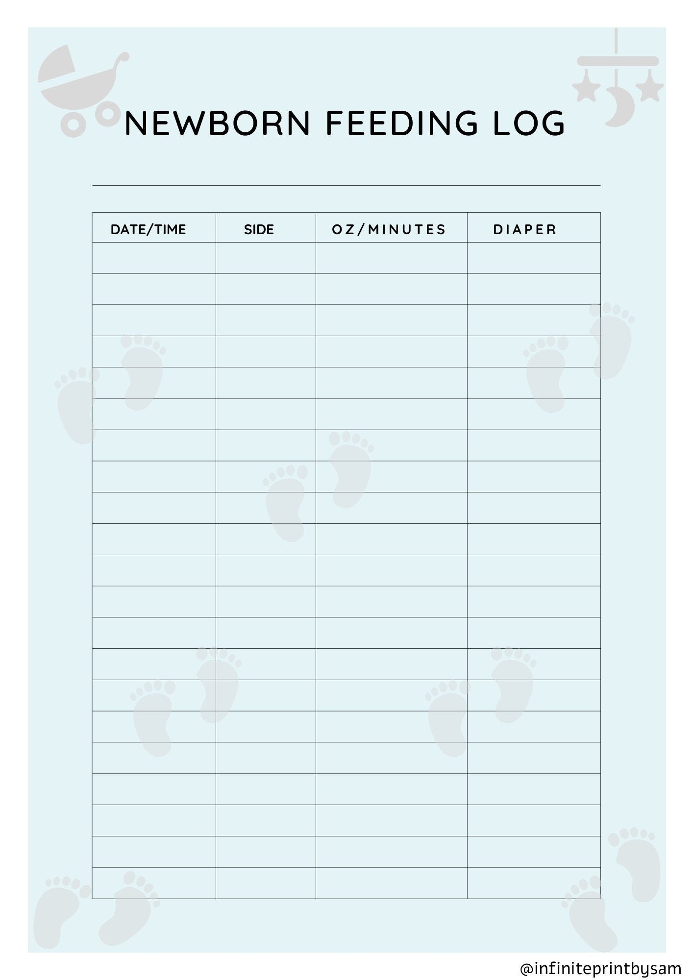 Newborn Feeding Log Etsy Newborn Feeding Log Etsy