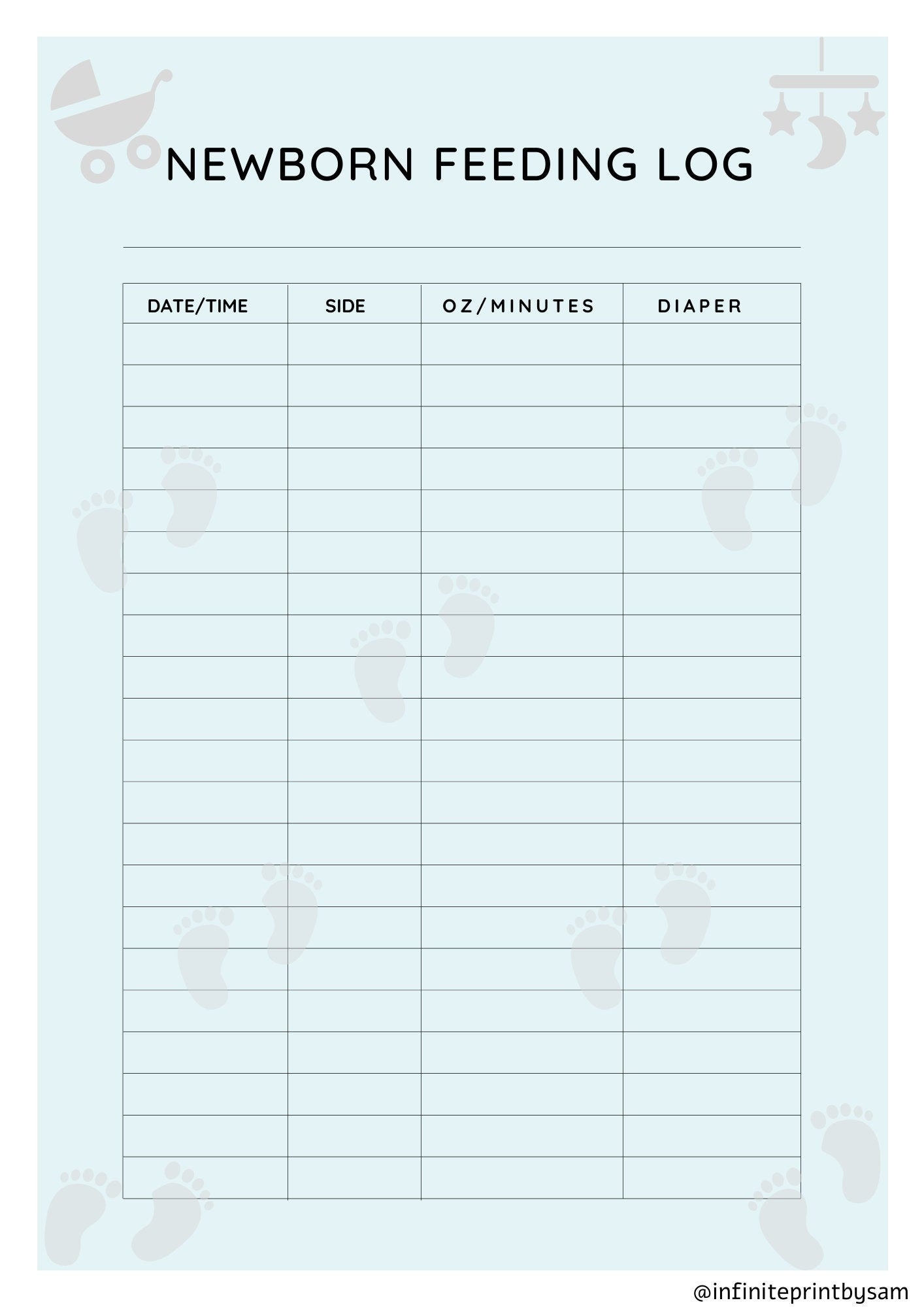 Newborn Feeding Log Etsy