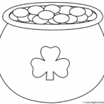 Pot Of Gold With Shamrock Coloring Page St Patrick s Day 