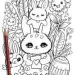 PRINTABLE Cute Easter Coloring Page Hand drawn Coloring Sheet Easter Doodles Coloring Page Kids Coloring Page Adult Coloring Etsy