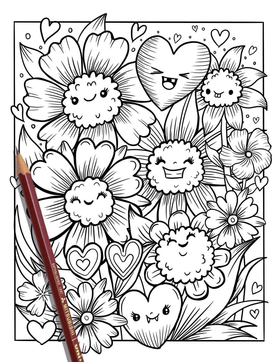 coloring pages of cute flowers
