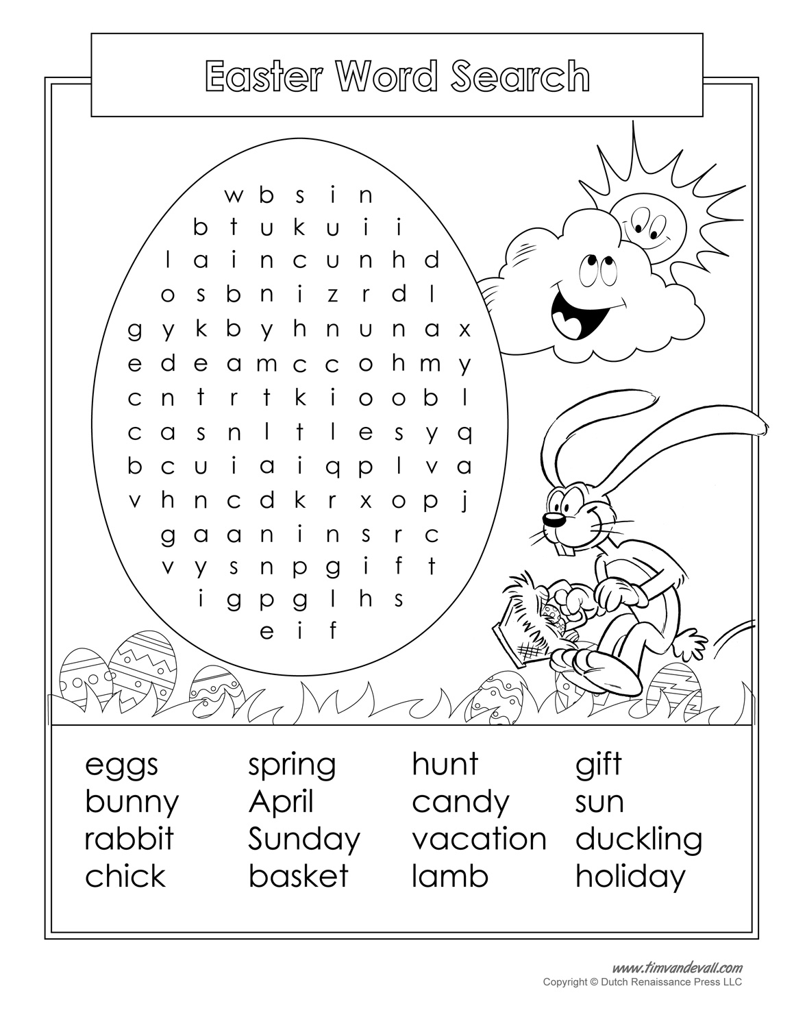 printable easter word find