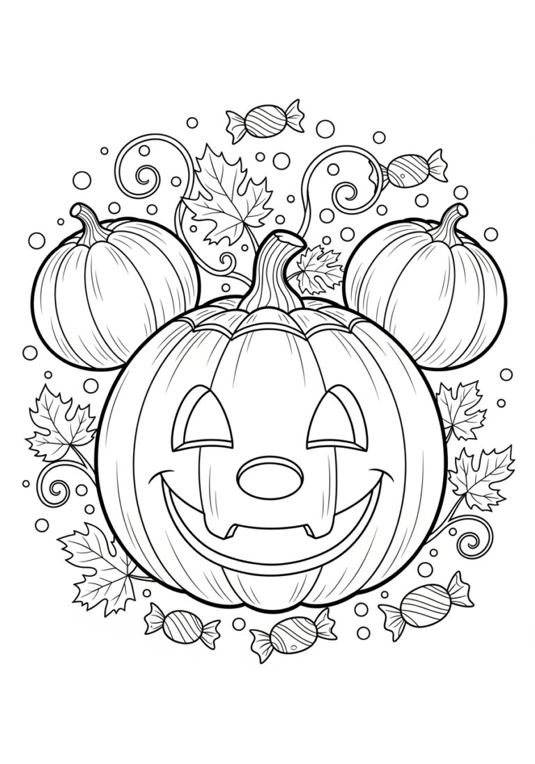 Printable Mickey Pumpkin Coloring Page For Halloween Fun