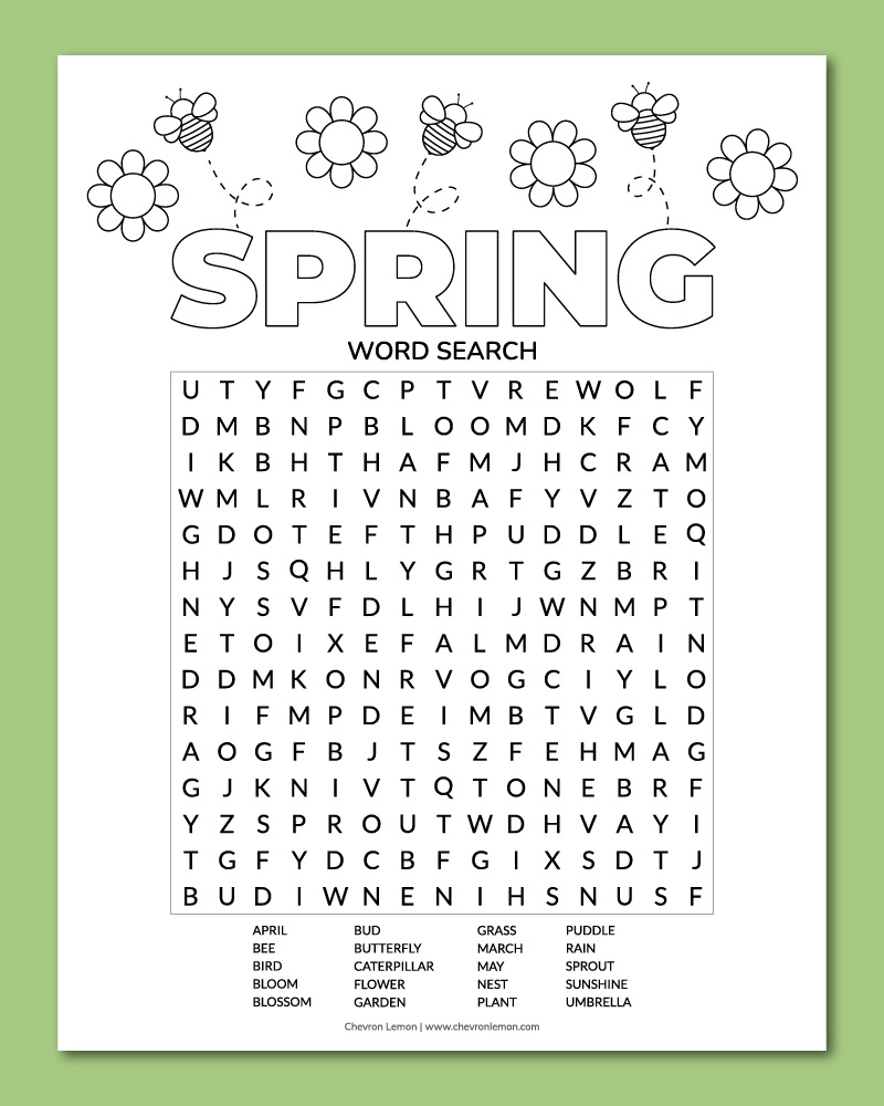 spring word search free printable spring word search free printable