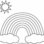 Rainbow With Clouds And Sun Coloring Page Nature 