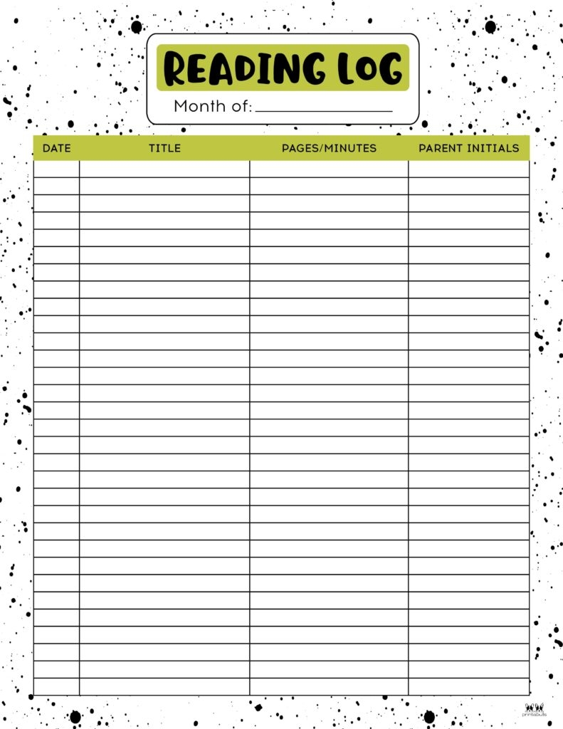 free reading log printable free reading log printable