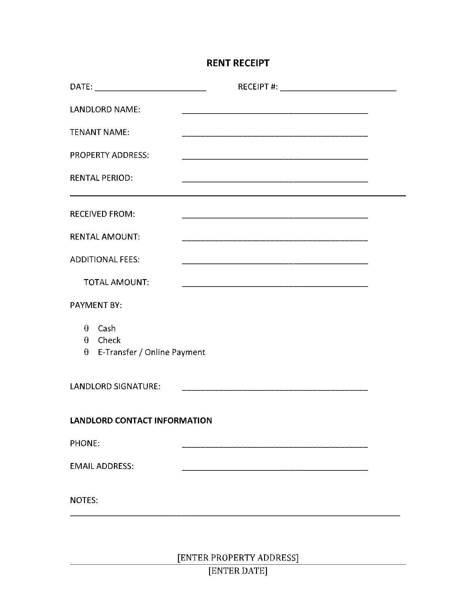 template for rental receipt template for rental receipt