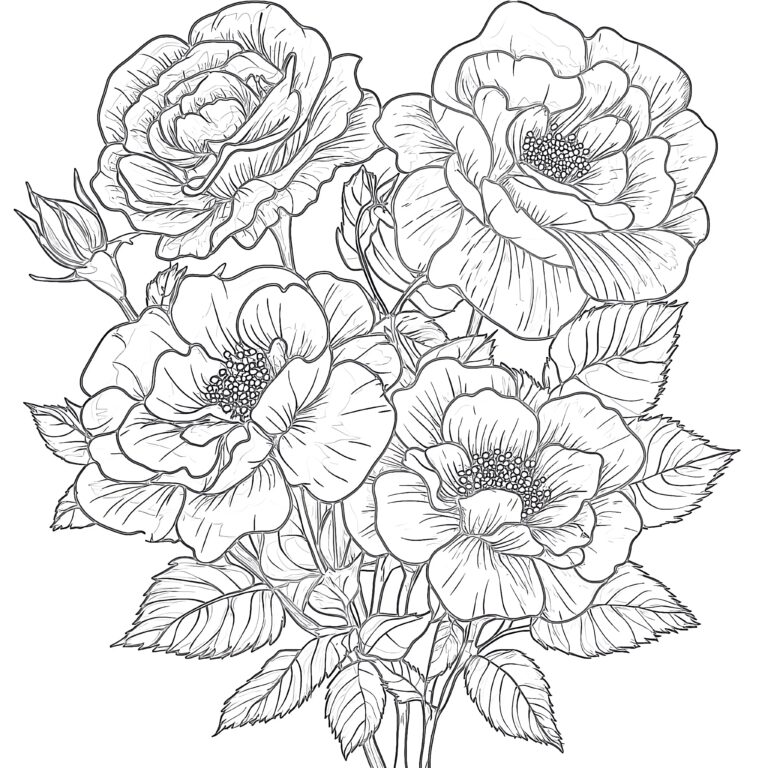 Rose Flower Coloring Page Coloring Pages Mimi Panda