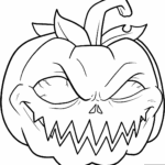 Scary Pumpkin Coloring Page Easy Drawing Guides