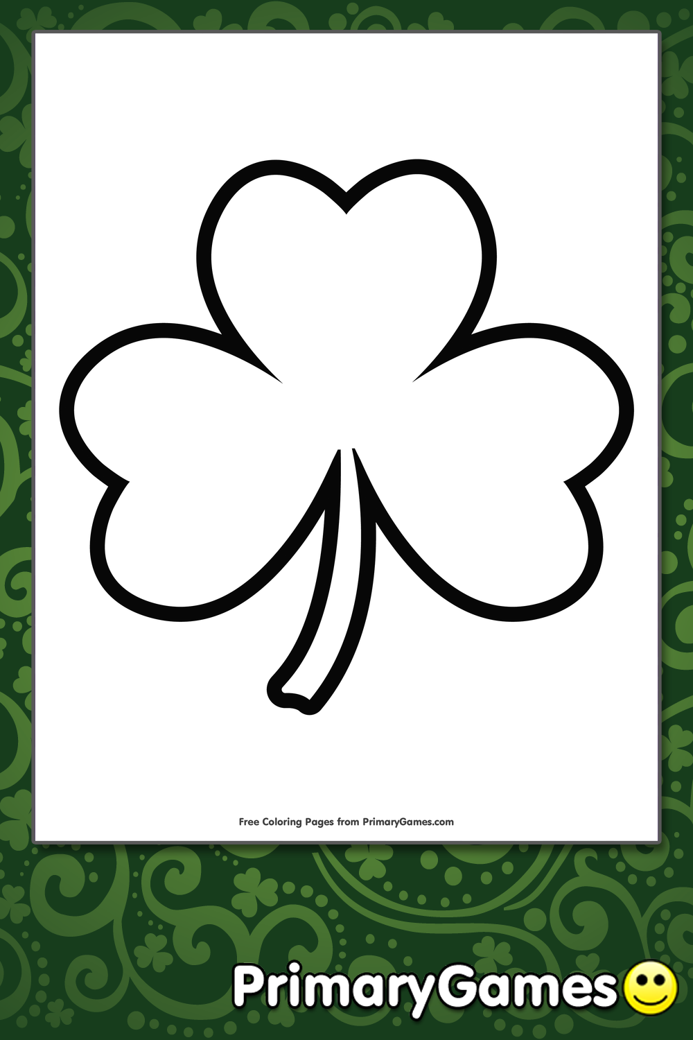 Simple Shamrock Outline Coloring Page FREE Printable PDF From PrimaryGames
