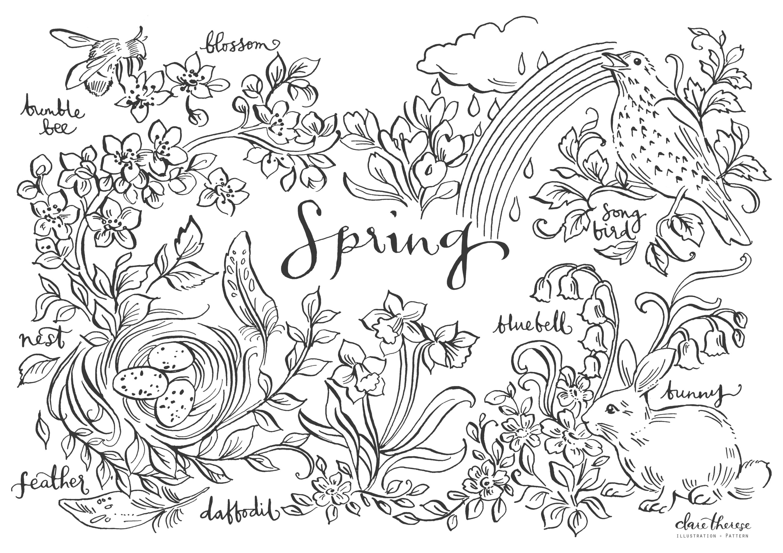spring color pages printable