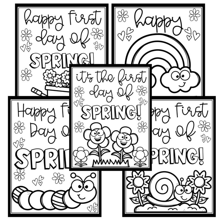 Spring Is Here First Day Of Spring Coloring Pages Activity For March April May Etsy