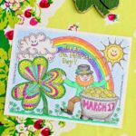 St Patrick s Day Coloring Sheet with Leprechaun Rainbow Clovers More 