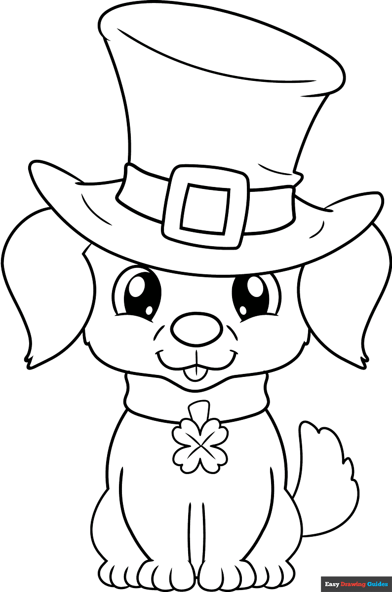 St Patrick s Day Puppy Coloring Page Easy Drawing Guides
