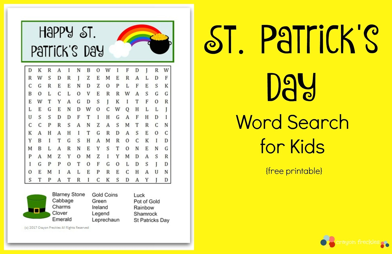 st patrick's day word search printable