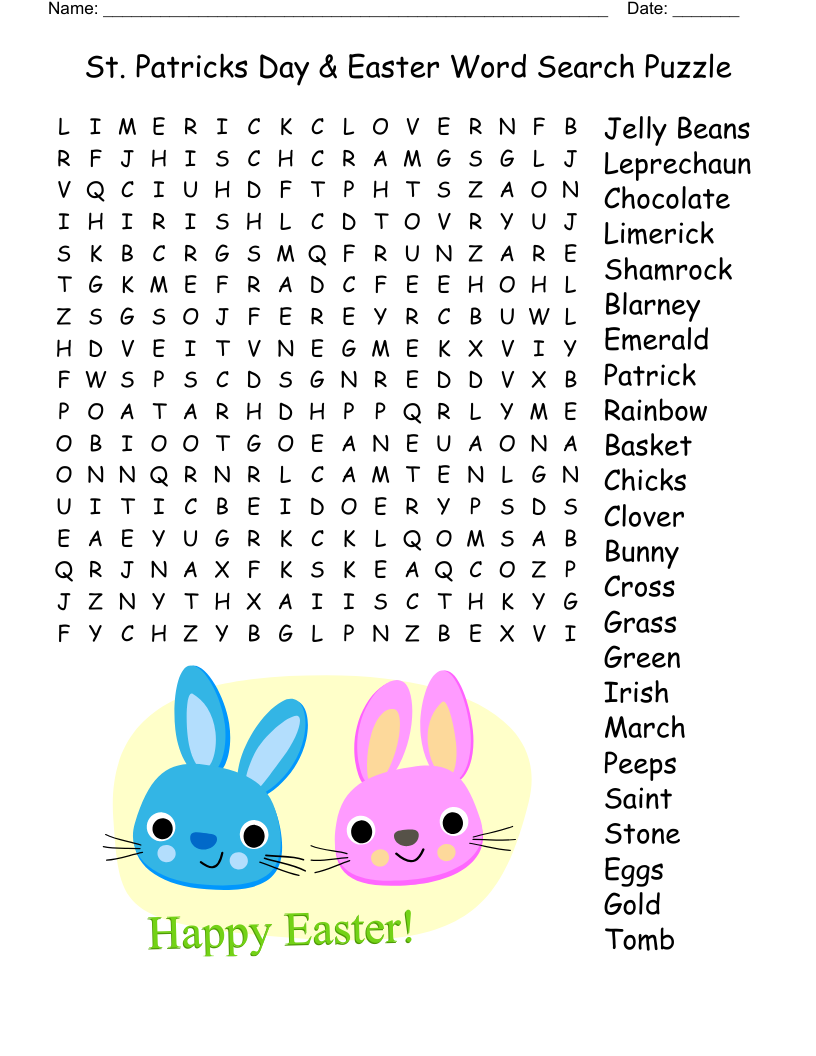 St Patricks Day Easter Word Search Puzzle WordMint