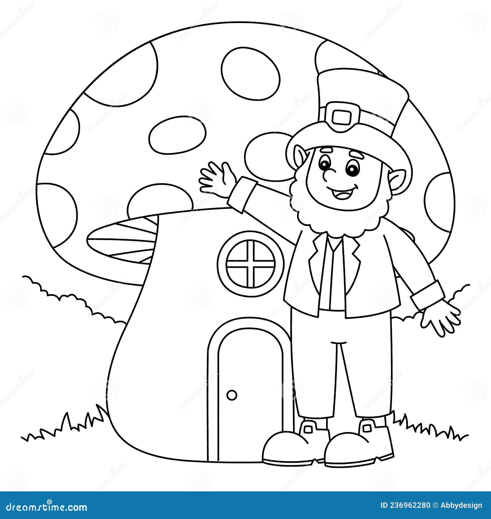 St Patricks Day Mushroom Coloring Page For Kids Stock Vector Illustration Of Colour Character 236962280