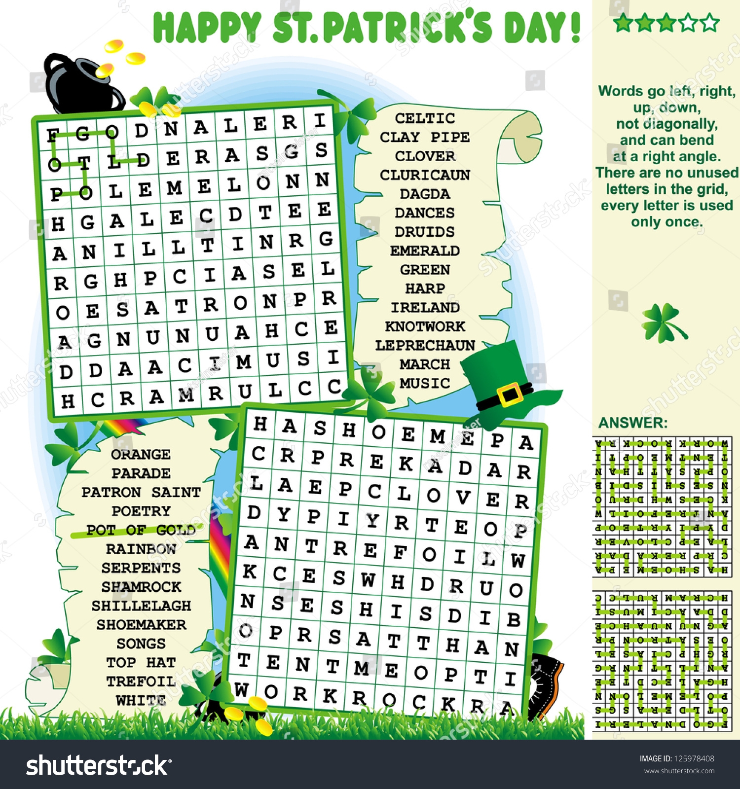 St Patricks Day Word Search Puzzle Stock Illustration 125978408 Shutterstock