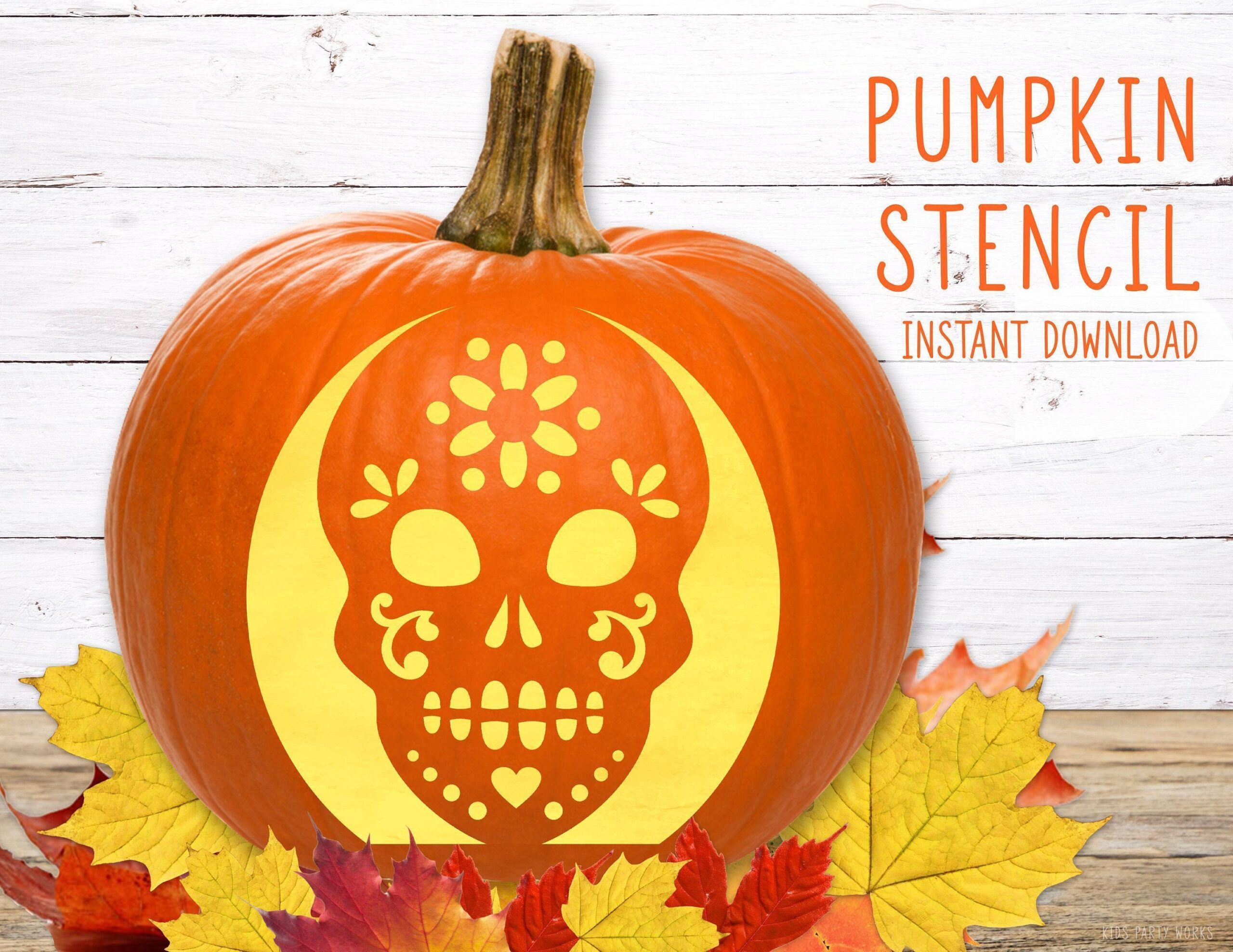 skeleton pumpkin carving template