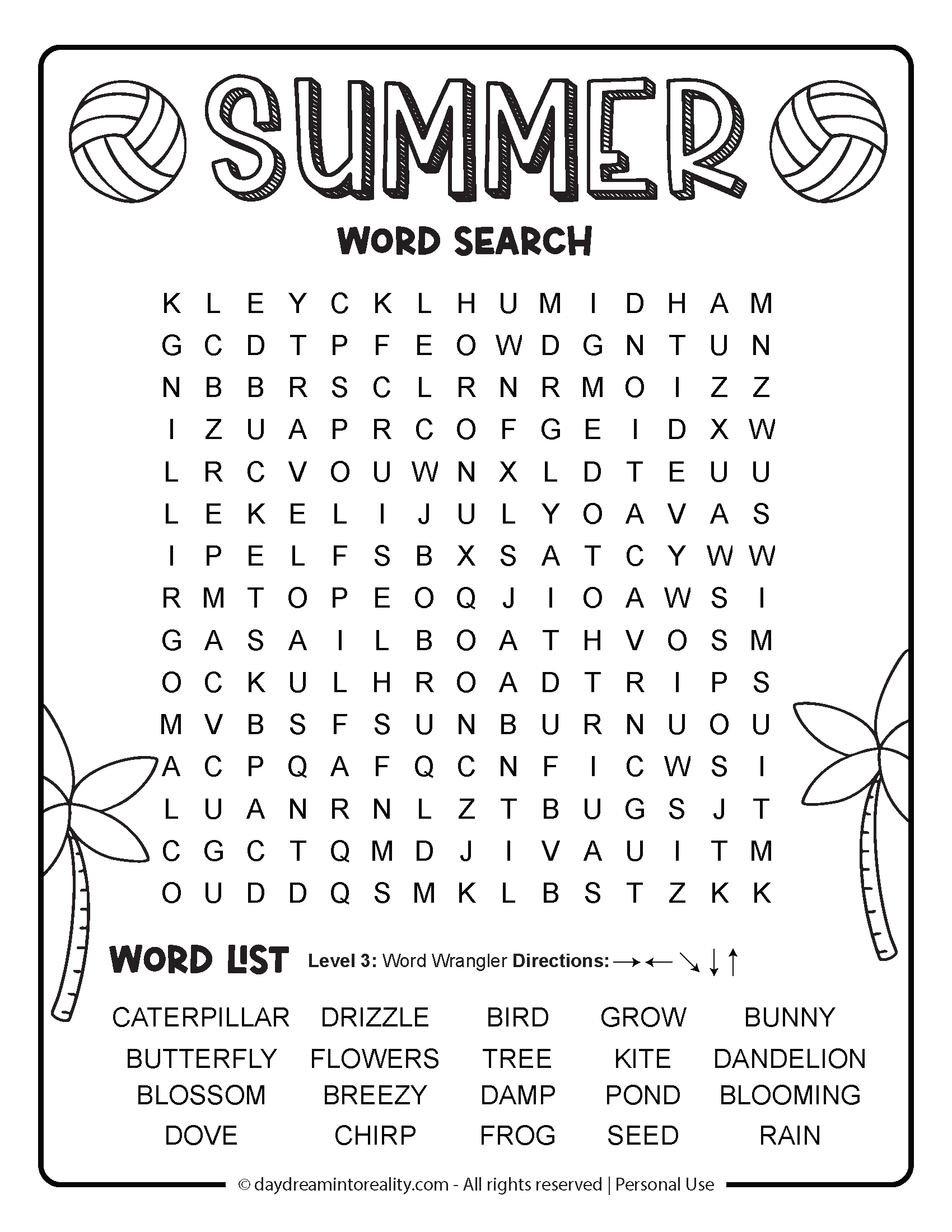 Summer Word Search Free PDF Printables 6 Levels Of Difficulty Daydream Into Reality Summer Word Search Free PDF Printables 6 Levels Of Difficulty Daydream Into Reality