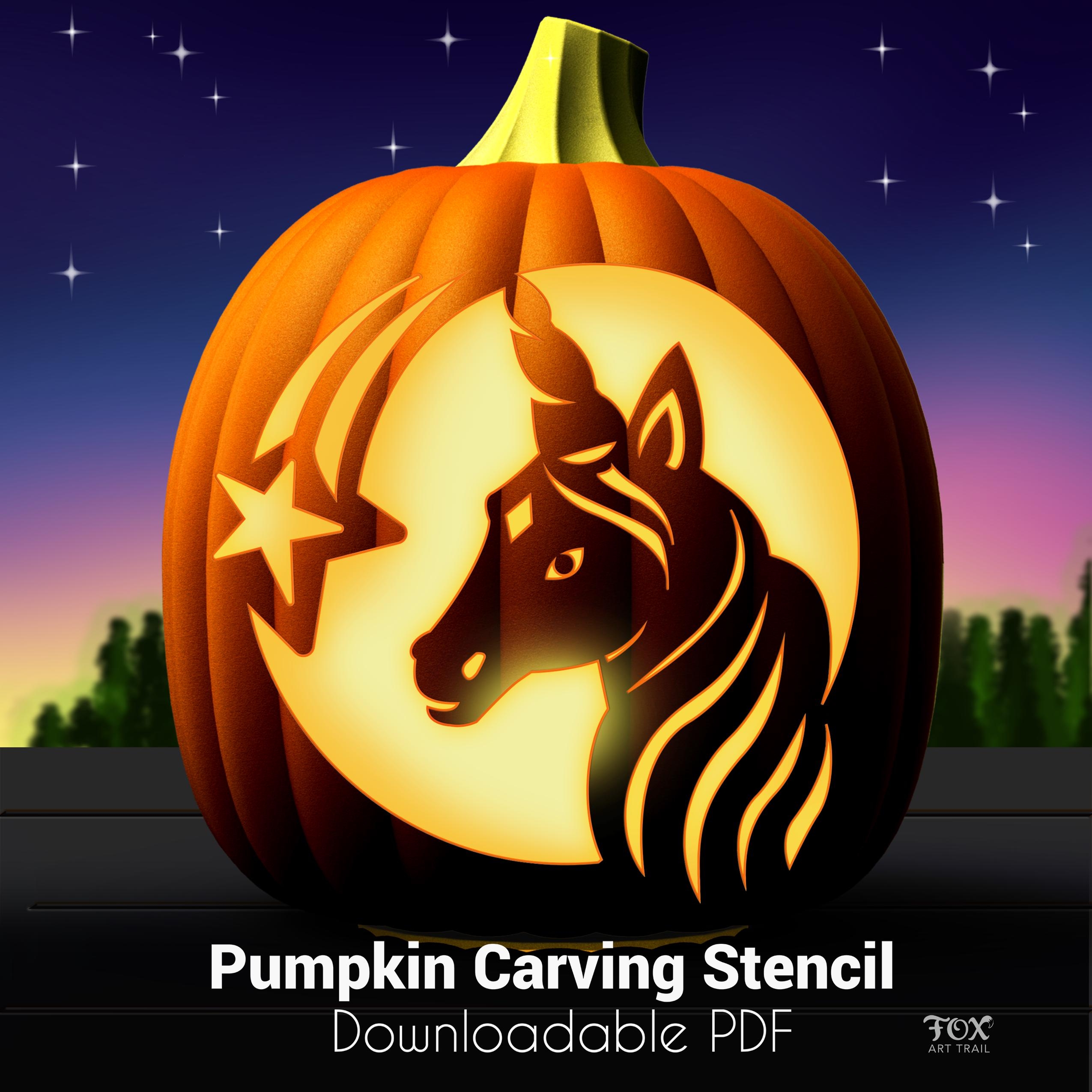 Unicorn Pumpkin Carving Stencil Magical Horse Jack o lantern Template Girls Fall Party Idea Etsy Canada