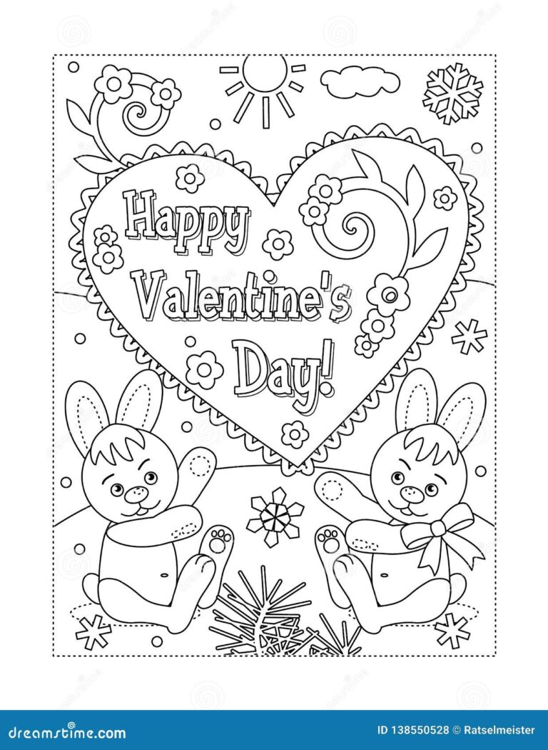 Valentine s Day Coloring Page Stock Vector Illustration Of Card Children 138550528