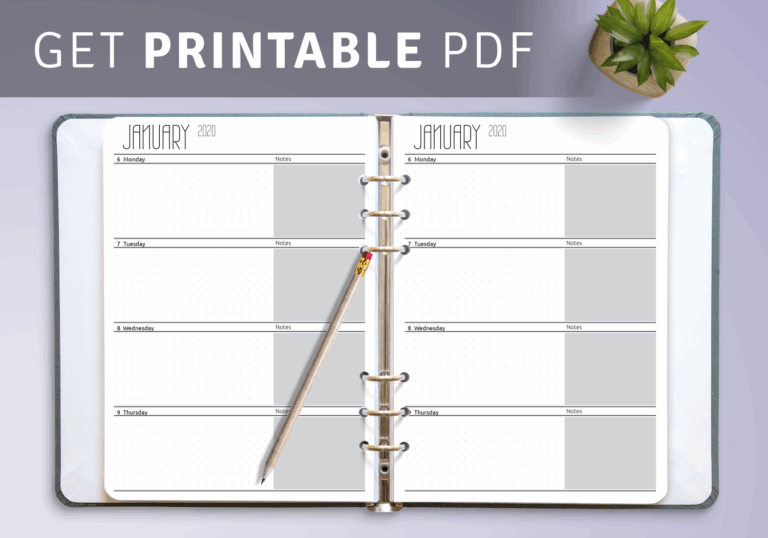 Week On Two Pages Planner Templates Download PDF