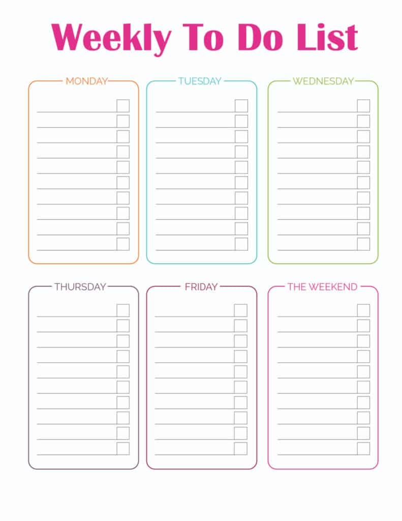free printable to do lists to get organized