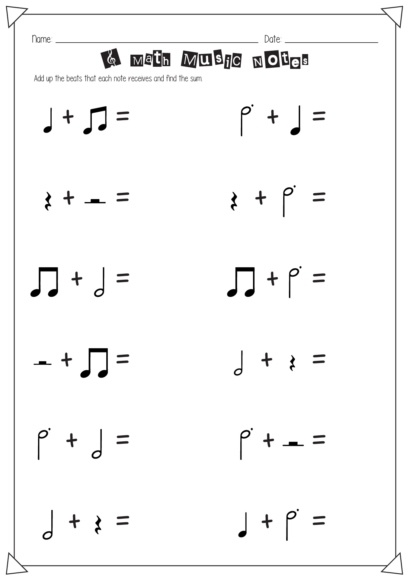 music math worksheets music math worksheets